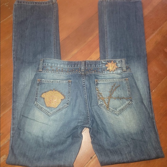 Versace Studed Medusa Logo Design Back Pockets Blue Jeans European size 29/30 - Picture 3 of 14